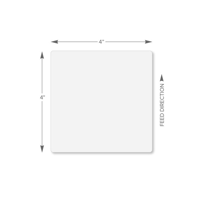 4 x 4 in Permanent Non Top Coated  Fanfold Thermal Transfer Labels,  Fold Height, 2 Stacks of 2500 per Carton